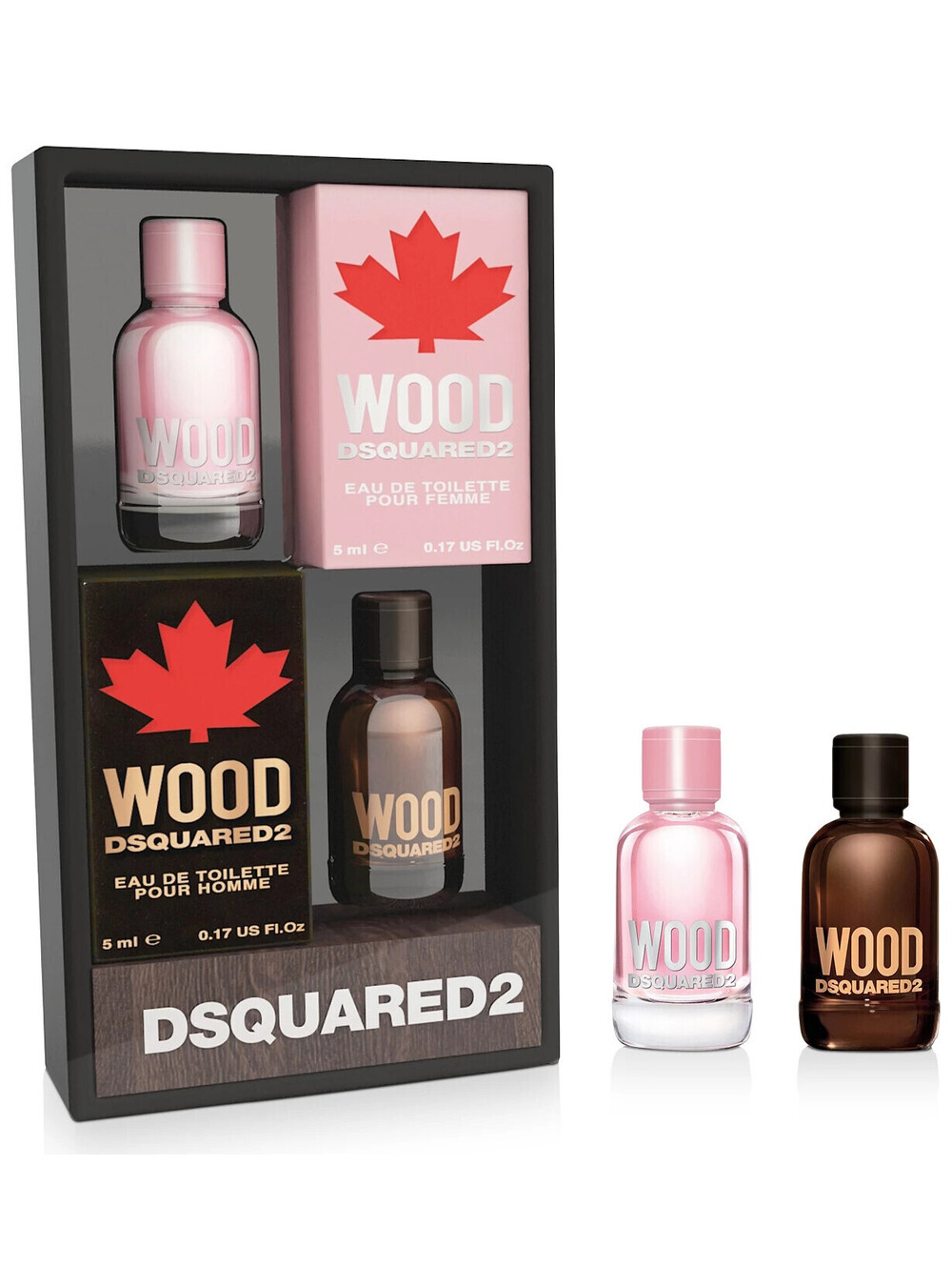 New DSQUARED2 2-Piece Wood Deluxe Miniatures Eau de Toilette Set Men Women BOXED